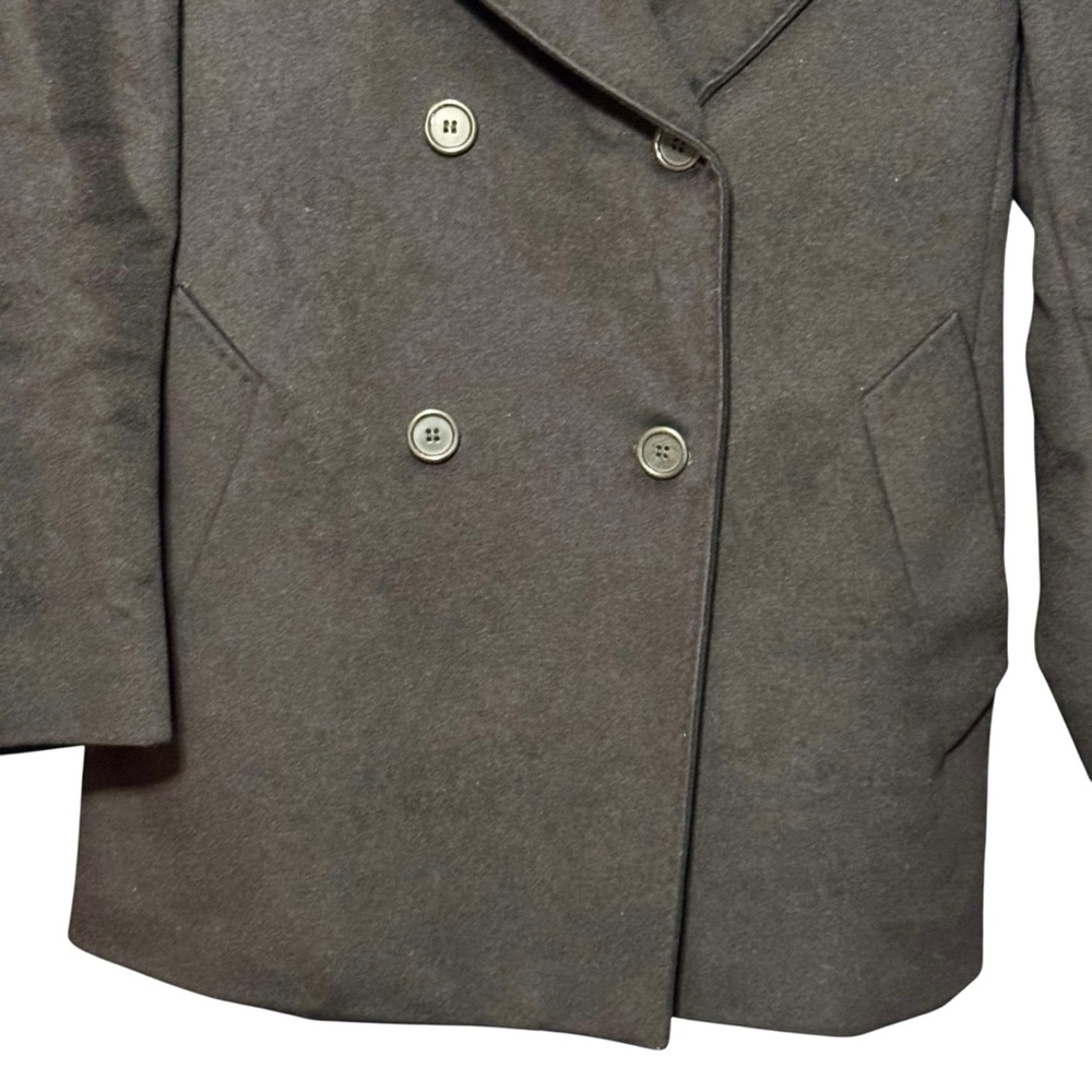 MAX MARA 100% Virgin Wool Made In Italy Double Breasted Black Pea Coat Size 2 - Picture 5 of 14